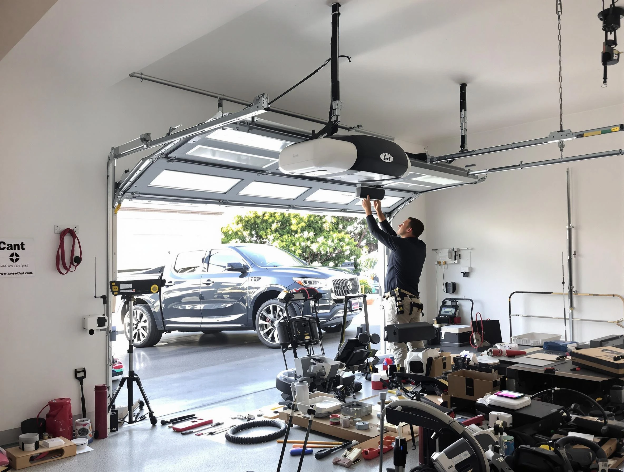 Geneva Garage Door Repair specialist installing smart garage door opener system in Geneva home