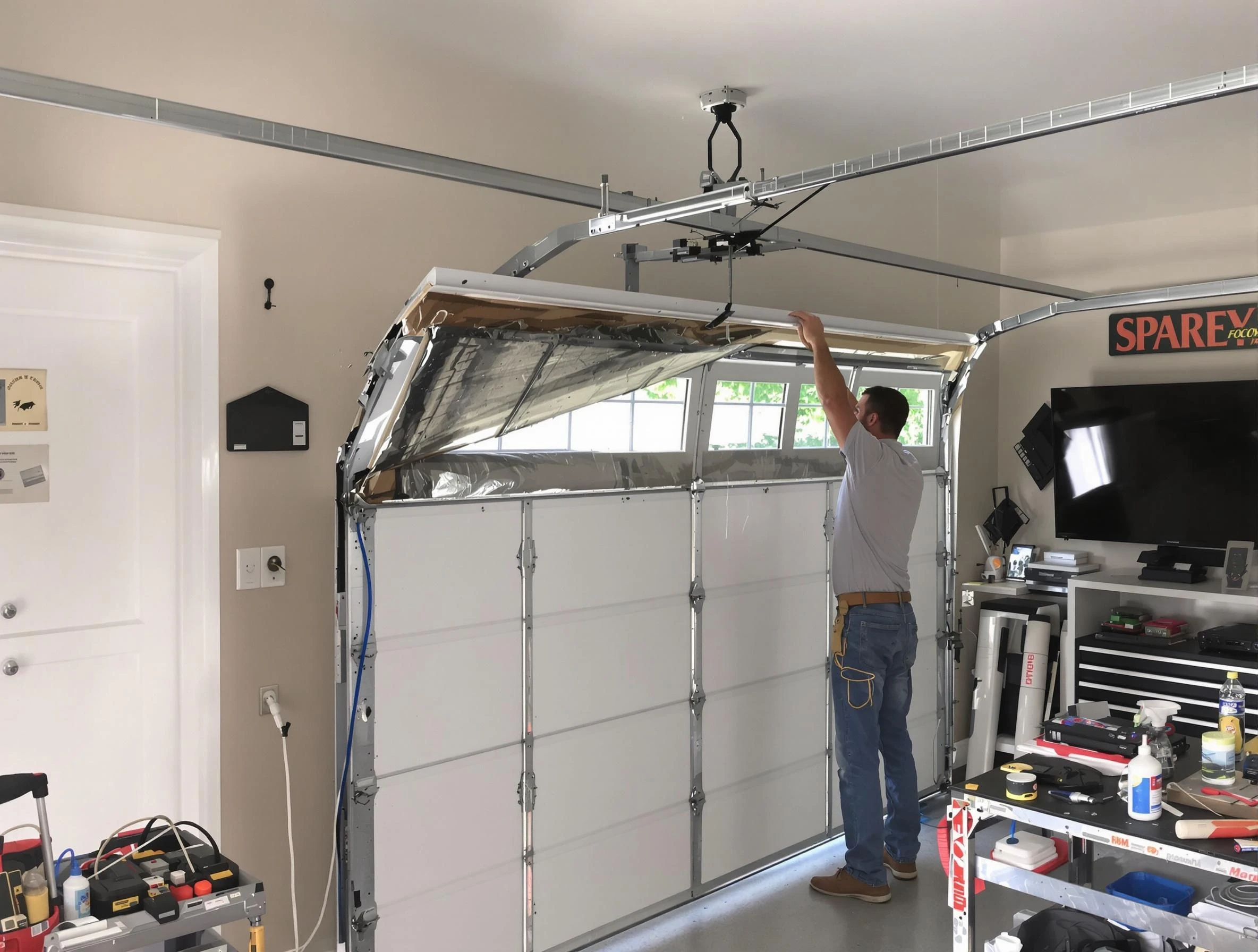 Garage door section replacement by Geneva Garage Door Repair in Geneva