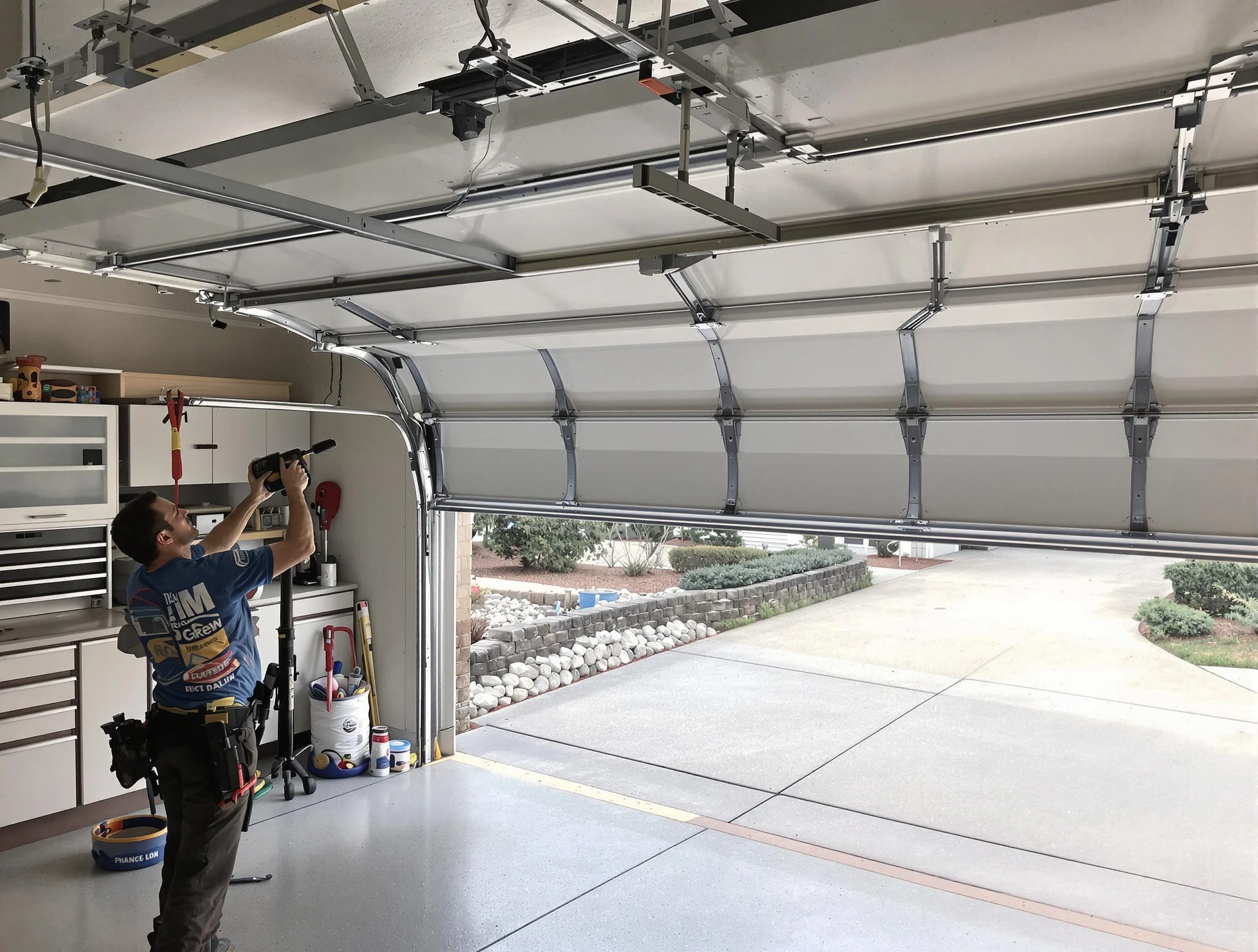 Garage door track repair service by Geneva Garage Door Repair in Geneva